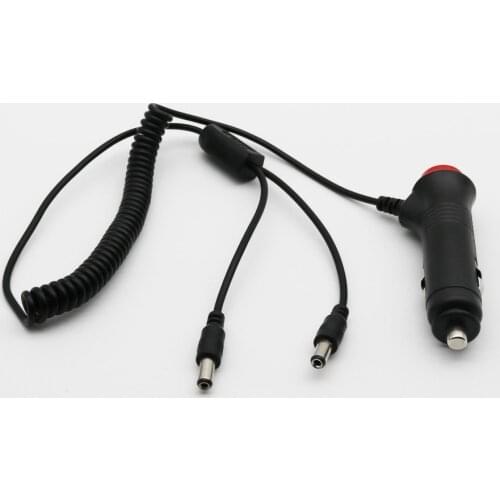 1pcs "Push ON" Button Car Cigarette Lighter Supply To 2x 5.5mm x 2.1mm DC Power Male Plug Spring Y Splitter Cable 1.8m