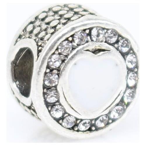 1pcs Love You Heart Charms charms plata de ley original Charms Bracelet Beads For DIY Jewelry Making ENM555