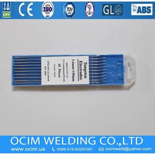 10PCS Blue Tip TIG Welder Parts 2% Lanthanated Tungsten Electrode WL20 2.4*150mm 3/32*5.9 Inches