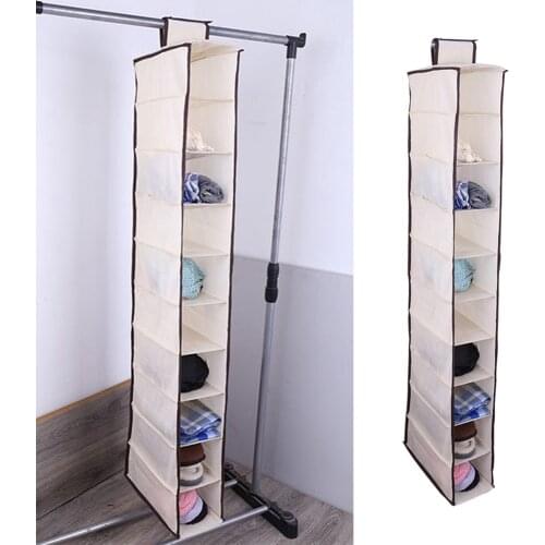 10 Layers Hanging Storage Bag Non-woven Hanging Garment Bag Clothes Storage Bag Shoes Clothing Organizer Home Storage Bag Case