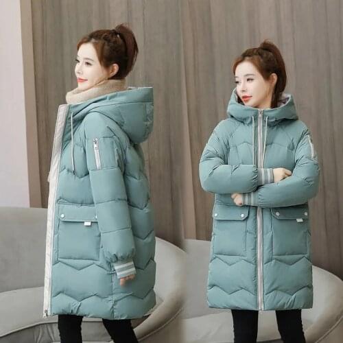 2021 Winter Cotton Coat Parka Women Warm Thicken Down Jackets Winter Hooded Cotton Overcoat Long Loose Cotton-padded Coat Jacket