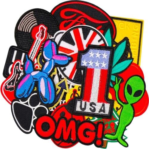 22pcs/set of New Fashion Embroidery Cloth Stickers Alphanumeric Badges DIY Clothing Shoes Hats Bags and Accessories Patch