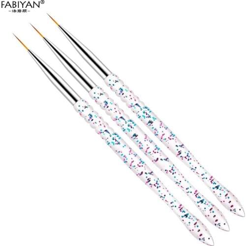3Pcs/Set Nail Art Liner Painting Brush Acrylic Handle DIY UV Gel Grid Stripes Line Drawing Detailing Pen Manicure Tools 7/9/11mm