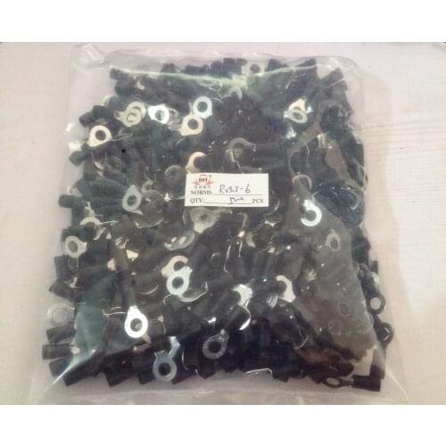 500pcs Black 14-12 AWG 2.5-4mm Insulated Ring Terminal Connector RV3.5-6