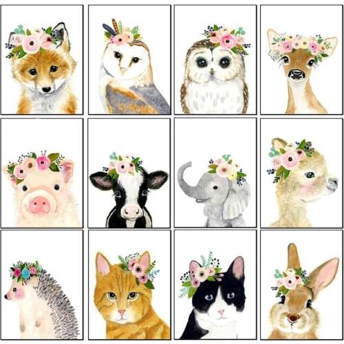 5D Diamond Painting Cartoon Animals Full Drill DIY Mosaic Diamond Embroidery Nordic Art Wall Baby Kids Room Decoration Gift
