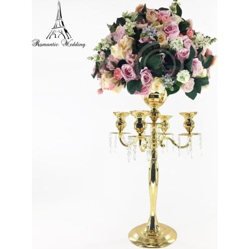 6pcs/lot Gorgeous Gold Metal Candelabras with A Flower Bowl 30inch Tall for Wedding Centerpiece Event Party Hotel Home Usage