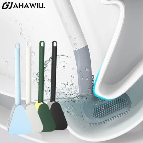 AHAWILL Wall-Mounted Golf Toilet Brush Long-Handled Bendable Silicone Brush Head No Dead Toilet Cleaning Brush Bathroom Cleaning