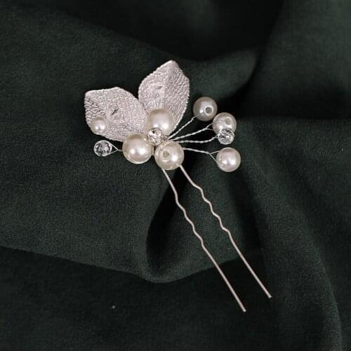 Leaf Hairpin Leaf Headdress Simple Pearl Leaf Plate Hair Fork Accessories