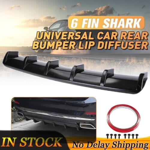 Car Rear Bumper Spoiler 6 Fin Shark Fin Style ABS Carbon Fiber Back Universal 90CM Car Rear Bumper Lip Diffuser Lip Separator