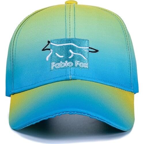 Womens Colorful Baseball Caps Gradient Color Fox Embroidery Snapback Hat New Fashion Cool Sports Visor Cap For Male Female