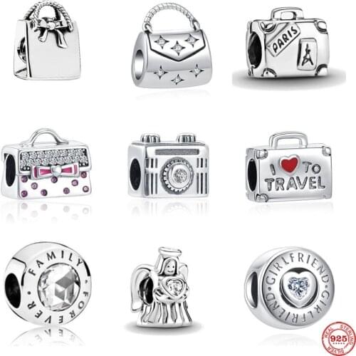 European New I Love To Travel Camera Sterling Silver 925 Charm Bead Fit Original Pandora Bracelets DIY Ocean Series Jewelry