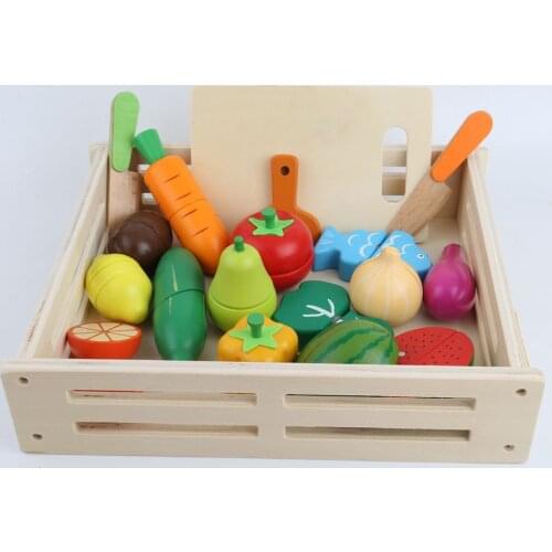 Kids Kitchen Toys Wooden Pretend Toy Cutting Fruit Vegetable Miniature Food Girls Toys Kitchen Set Baby Early Educational Toys