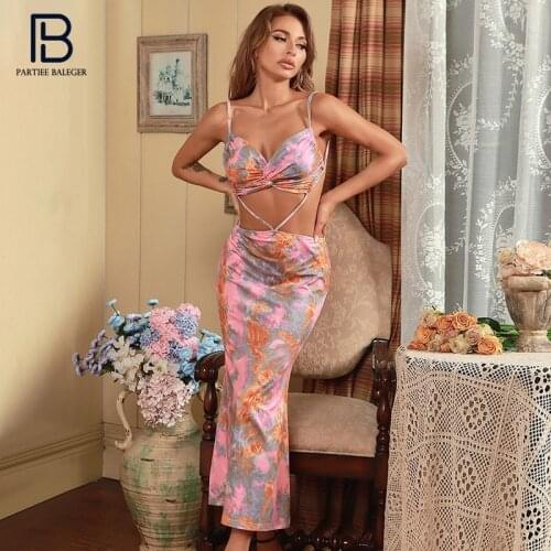PB Chic Long Slip Dress Waist Hollow Out Cross Design Sexy V Neck Backless Celebrity Party Club Vestido Free Shipping