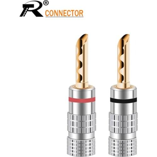 Electrical Connectors HIFI BAF BANANA PLUGS 24K Gold-plated 4MM Banana Connector with Screw Lock For Audio Jack Speaker Plugs