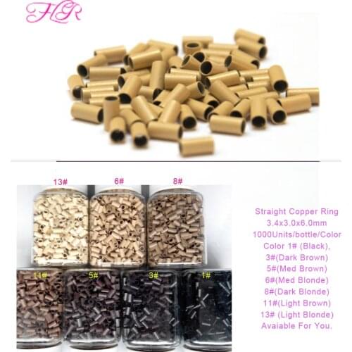 Euro Lock Copper tubes Micro Rings Links Beads 3.4*3.0*6.0mm 5000Pcs For Stick Tip Hair Extension