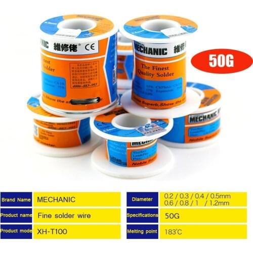 1pcs Mechanic 50g Solder Wire Reel Rosin Core 0.3/0.4/0.5/0.6/0.8/1/1.2mm Low Melting Point Soldering Tin BGA Welding Tools