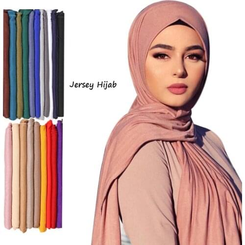 Hot Sale Modal Cotton Jersey Hijab Scarf High Quality Stretch Muslim Woman Veil Plain Headband Islamic Turban Foulard 170*60cm