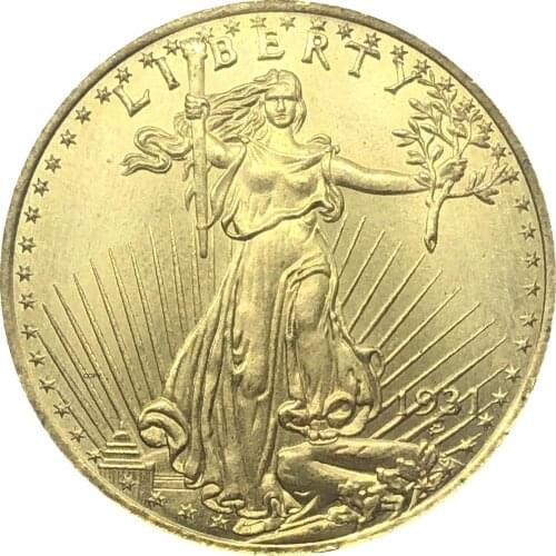 United States Liberty 1931 Twenty 20 Dollars Saint Gaudens Double Eagle With Motto In God We Trust Gold Copy Coin