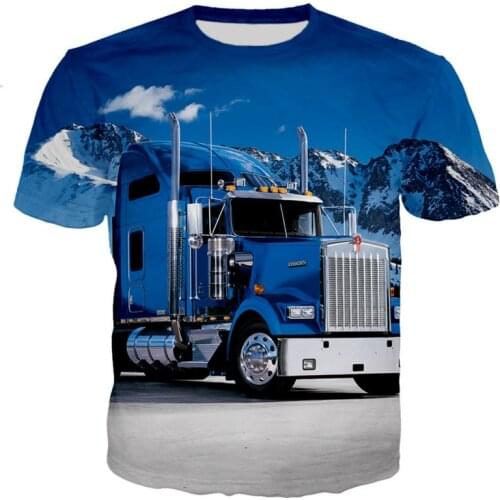 Mens and womens 3D printing Couples street heavy truck fashion and comfortable casual T-shirt, 2021 summer new style