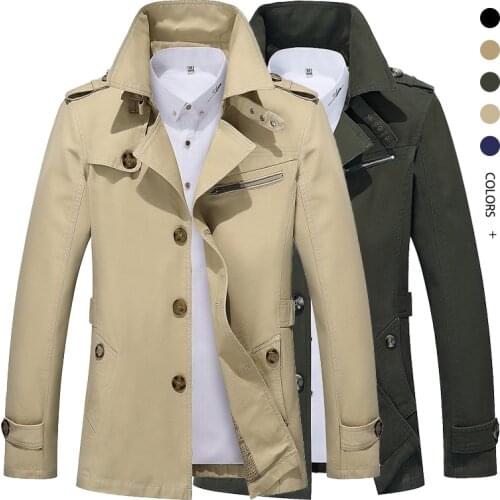 2021 Mens Autumn Business Casual Jacket male Outdoor long lapel Windbreaker Lightweight Jackets mens Trench Coat brand Clothing