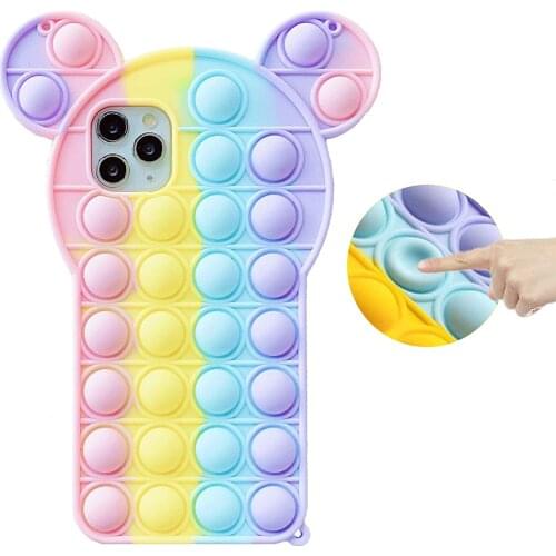 Mickey Mouse Press Phone Case Fidget Toys for IPhone 6 7 8 Plus X XR XS 11 12 Pro Max Push pop Bubble Silicone Phone Soft Cover