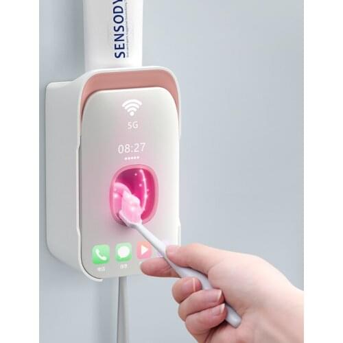 Bathroom Accessories Set Automatic Toothpaste Dispenser Toothbrush Holder Wall Mount Toothbrush Storage Rack Toothpaste Squeezer