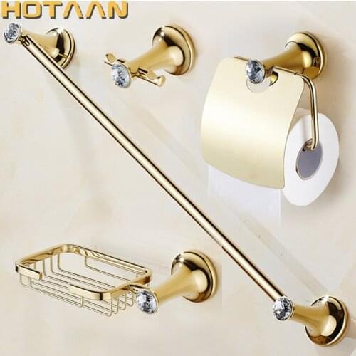 Wall mounted stainless steel Bathroom Accessories Set,Robe hook,Paper Holder,Towel Bar,Soap Holder,gold bathroom sets,HT-813800
