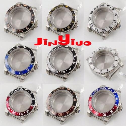 New Steel 40mm Watch Case for NH35 NH36 Screw Seeing Back 316 L ceramics Insert Unidirectional Bezel Insert