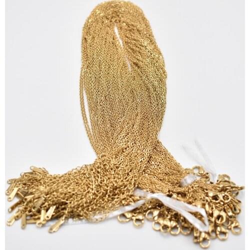 Wholesale 1.6mm stainless steel Necklace Rope 45cm Gold Color stainless steel necklaces cuban Link chains women jewelries