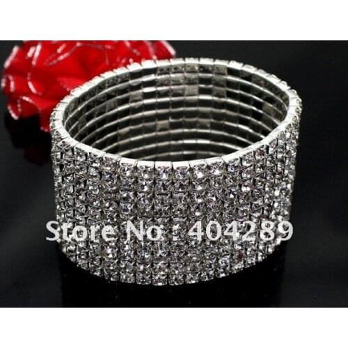 Wholesale 12pcs Ten / 10 Row Girls Women Wedding Bridal / Bridesmaid Rhinestone Bracelet