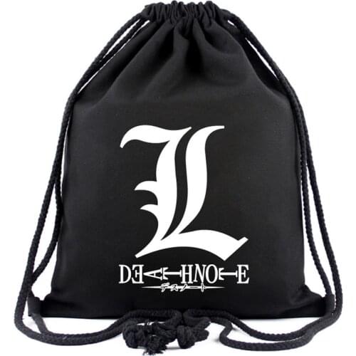 Anime Death Note L.Lawliet Mark Drawstring Bag Casual Travel Backpack Men Women Cosplay Accessories Bag