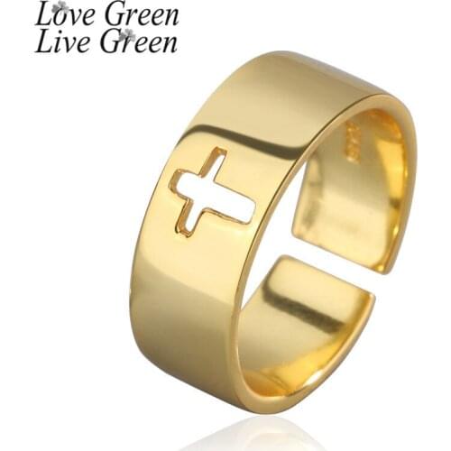 Gold Plated Hollow Cross Rings Ins Wind Index Finger Lucki Charm Ring Korean Fashion Simple Wave Female Ring