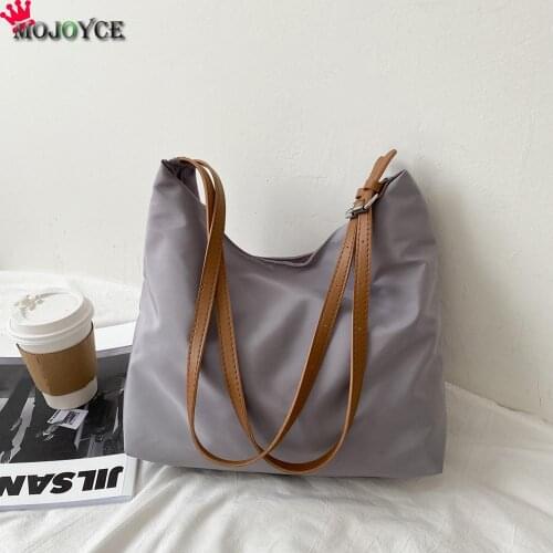 Popular Simple Female Daily Bag Fashion Hit Color Shoulder Bag Lady Big Capacity Snap Handbags Oxford Cloth Tote