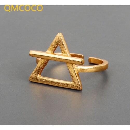 Japanese-Korean Version INS Style Creative Design Simple Geometry Triangle Texture S925 Sterling Silver Opening Lady Party Ring
