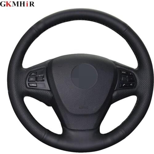 Hand-stitched Non-slip Black Artificial Leather Car Steering Wheel Cover For BMW F25 X3 2011-2017 F15 X5 2014