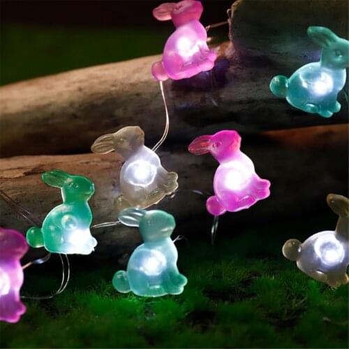 Light string Easter 2021 new three-color bunny LED light string Atmosphere accessories color Holiday party DIY home decoration