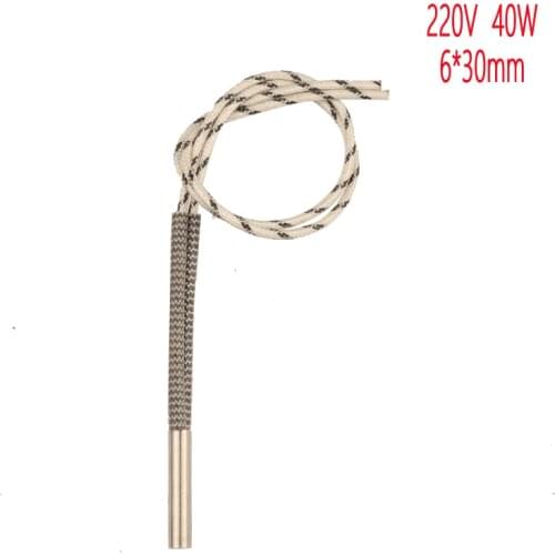 Isuotuo 10 pcs of 6*30mm Cartridge Heater Tubular Element Single Head Heating Tube Mold Machine Part 40W 220V