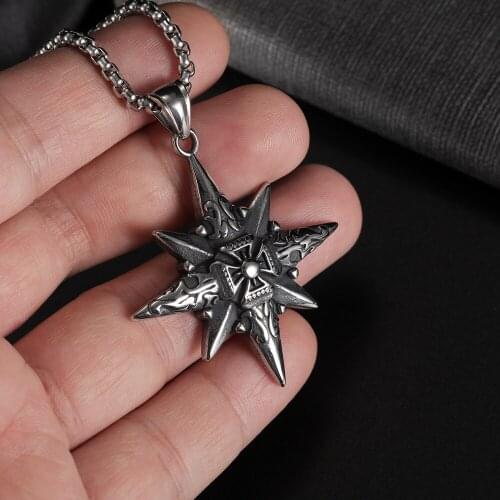 Vintage Viking Pendant Necklace Men Women Punk Stainless Steel Iron Cross Necklace Chain Fashion Nightclub Jewelry Wholesale