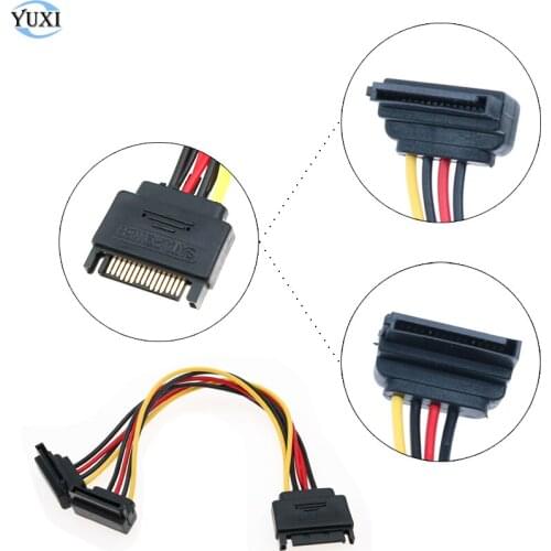 YuXi SATA Power 15-pin Y Splitter Cable Adapter Male to 2 Female for HDD Hard Drive