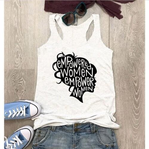 Vest Empowered Women Empower Tank Tops Stylish Casual Racerback Graphic Tumblr Girl Power Slogan Vintage Vest Shirt Tank