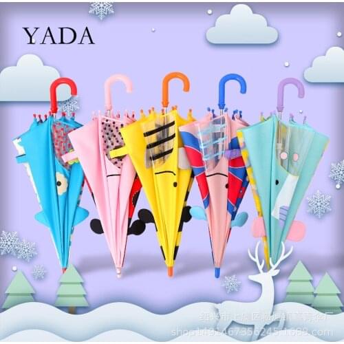 YADA 2020 New 3D Design Lovely Animal Monkey Cow Pattern Folding Rainy Ear Umbrella Safe View For Kids Child Umbrella YD200166