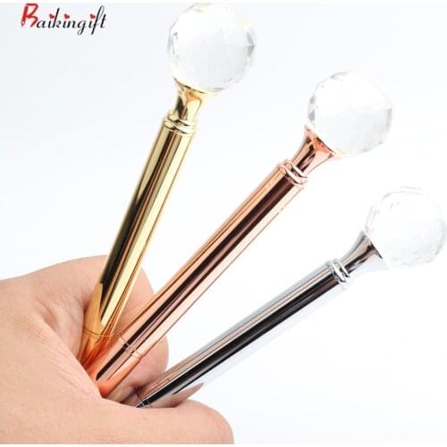 1PCS Baikingift New Arrival Brand Drop Shape Diamond Metal Ballpoint pen Black refill Office Stationery Writing Supplies or gift
