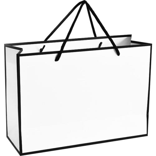 10pcs/lot large New Creative design Black border White kraft paper bag with handle Wedding Party Favor Paper Gift Bags