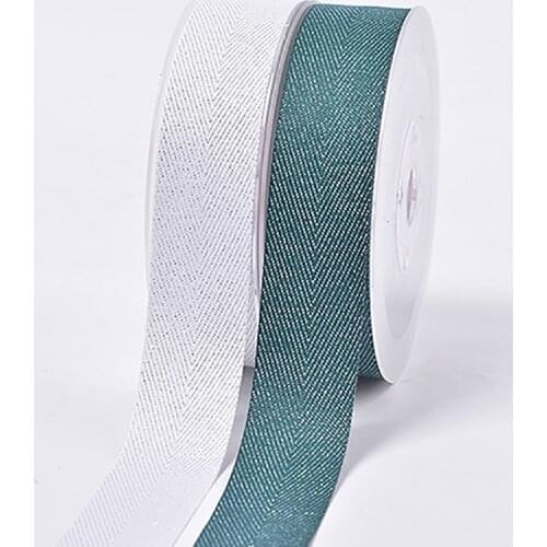 100% Polyester Ribbon Herringbone Silver Purl Twill 50yards/lot 9 16 19 25 38mm DIY Sewing Wrapping Gifts Accessorie BBXQ-023