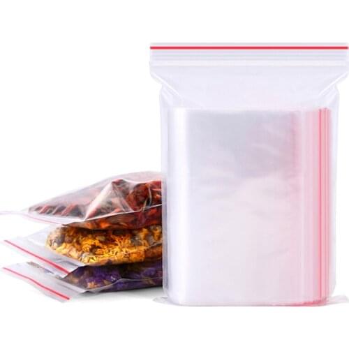 100PCS Clear Zip Lock Bags 14*20CM Reclosable Gift Candies Cookie Packing Bags Biscuits Snack Baking Package Supplies