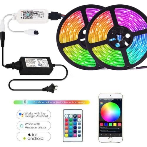 5M 10M 20M 30M 40M 5050 RGB RGBW 60LED/M Led Strip + 4-Zone RGB RGBW Remote Controller with WiFi WL IBOX +12V LED Power