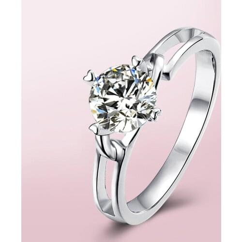 925 Silver Moissanite Ring 4 claws hollow-carved Smooth setting moissanite Jewellery Engagement ring Anniversary Gift