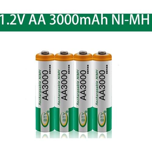 AA 3000 1.2 V Quanlity Rechargeable Battery AA 3000mAh NI-MH 1.2V Rechargeable 2A Battery 3000+Free shipping