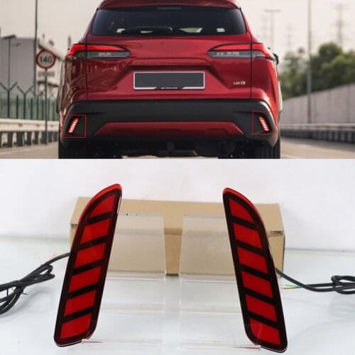 Car 3-in-1 Functions LED Bumper Light For Toyota Corolla Cross 2021 Rear Fog Lamp Brake Light Dynamic Turn Signal Light