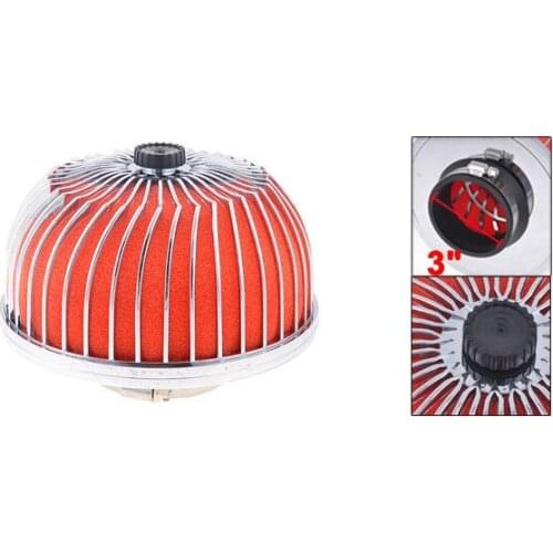 Car Universal 3" 76mm Dia Air Intake Filter Mushroom Shape Orange Silver Tone